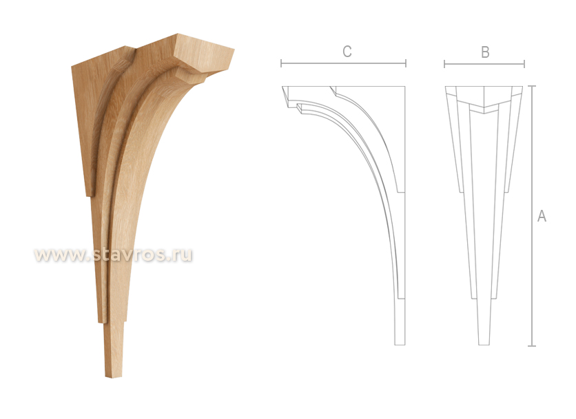 Bracket деревянный для полки, мебельный купить в интернет-магазине